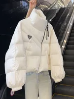 New Cotton Women Winter Warm Short Puff Jacket Korean Design Irregular Cotton Coat Trend Loose Thicken Parkas Tide Black White 6