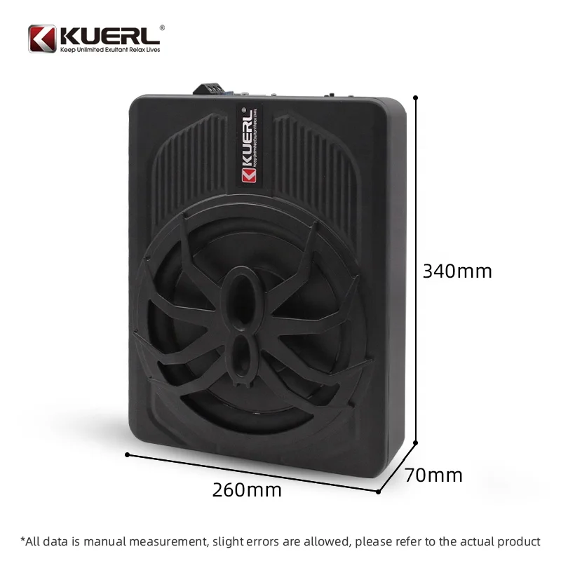 Aluminum alloy Rated 200W max 800W 4Ω 10 Inch UnderSeat Active Slim Car Audio Subwoofer Built-in amplifier with Wired controller