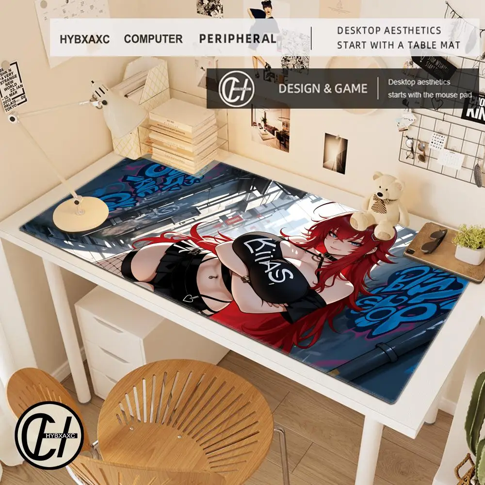 HYBXAXC Fashion Beautiful Anime Girls in Urban City Style Art with Street Graffit Gaming Mousepad Keyboard Desktop Mat Mouse Pad