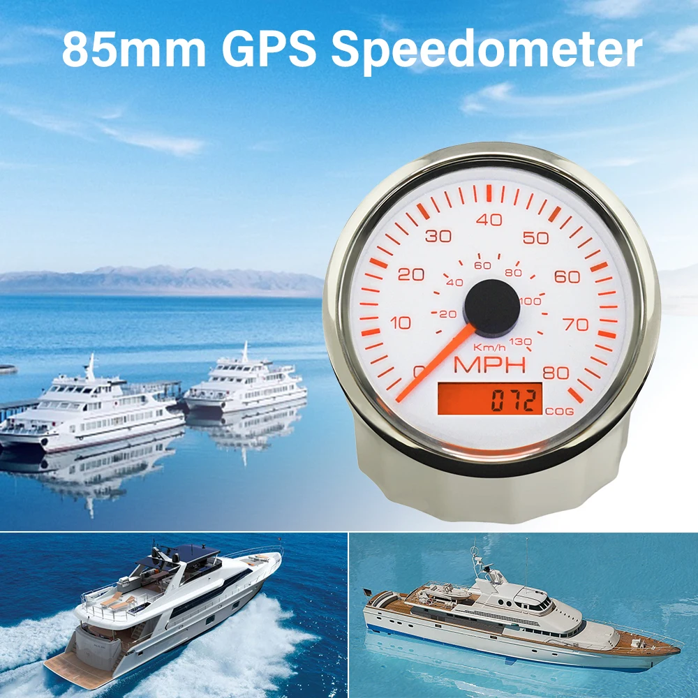 ELING 85mm GPS Speedometer 0-35MPH 0-60MPH 0-80MPH SOG COG for Boats Vessels 12V 24V with Backlight