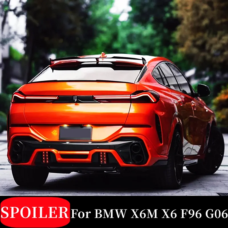 

For 2020 21 22 23 BMW X6M X6 F96 G06 Carbon Fibe Car Rear Roof Window Trunk Lid Spoiler Wings FRP Exterior Tuning Accessories