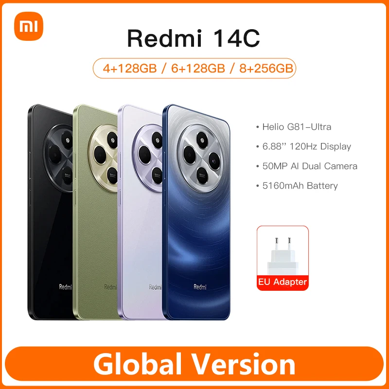 2024 New Xiaomi Redmi 14C Global Version Immersion 6.88'' Display 50MP AI Dual Camera system Massive 5160mAh Battery 14 C