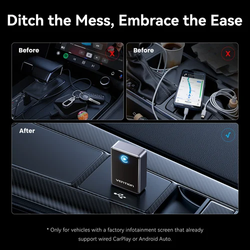 Imagen 2 del producto Adaptador inalámbrico Vention Carplay para coche, Android Auto 2 en 1, Dongle inteligente 5G WIFI para iphone, teléfono Android, Volvo, Benz, Mg, Kia, Chery, VW