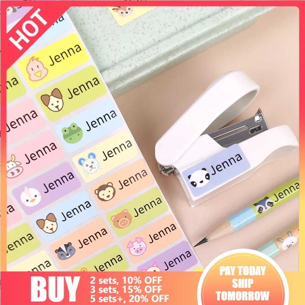 Multi Style Personalized Animal Tag Waterproof Name Sticker Custom Stickers Children School Stationery Water Bottle Office Label