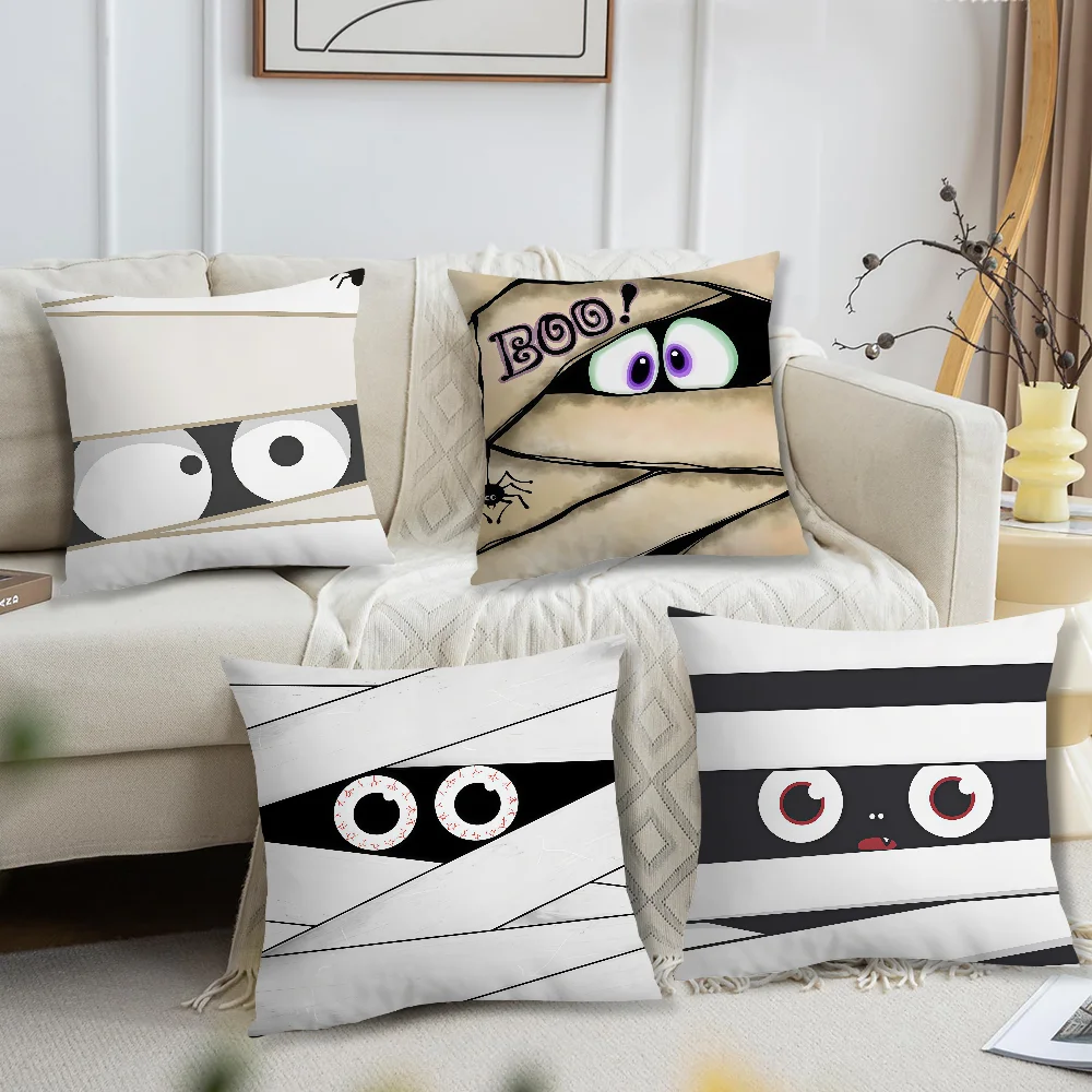 Halloween Mummy Bandaged cushion cover For Pillow Sofa Printing Decoration Room Home Office Coffee Shop Car Nordic Simplicity
