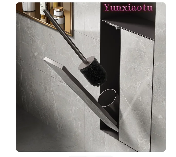 Stainless Steel Toilet Tiles Embedded in Hidden Trash Can Multi-function Toilet Brush Niche