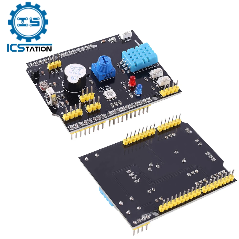 Multi-function Expansion Board for Arduino UNO R3 LM35D DHT11 Temperature Sensor Passive Buzzer Infrared Receiver Shield
