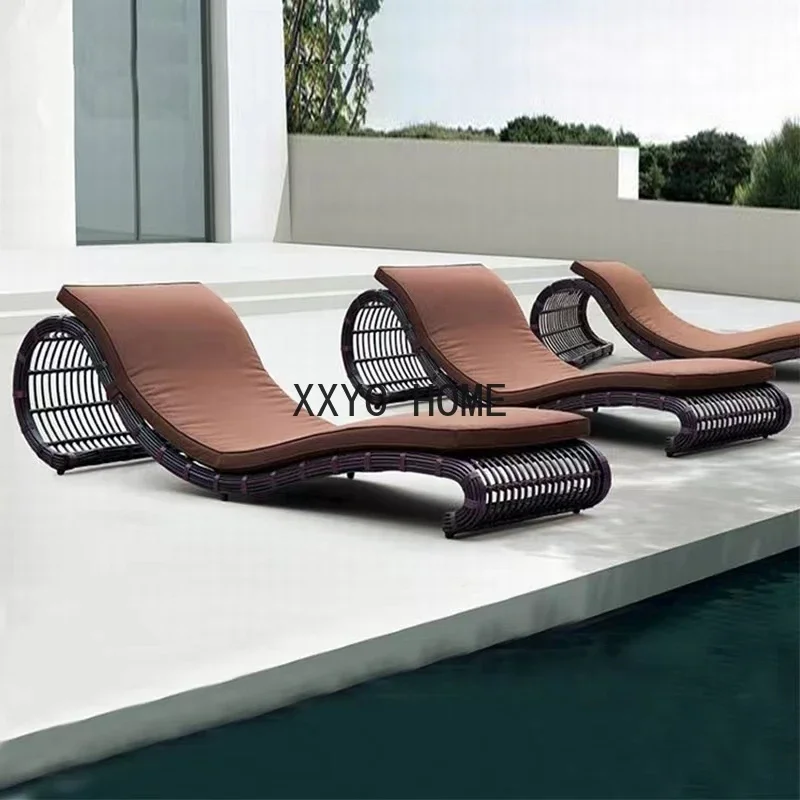 

Swimming pool bed Nordic outdoor leisure lounge chair designer courtyard garden sofa resort B&B rattan furniture