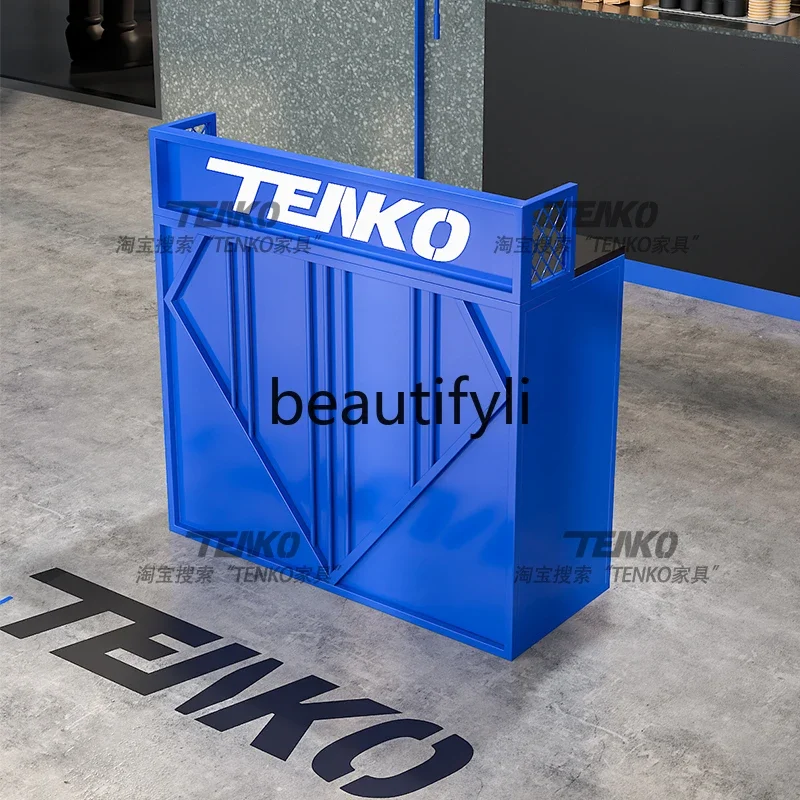 Lada barowa w stylu industrialnym, biurko kasjera, mała, vintage, do siłowni, do kawiarni z herbatą mleczną, do restauracji BBQ, kreatywna lada recepcyjna