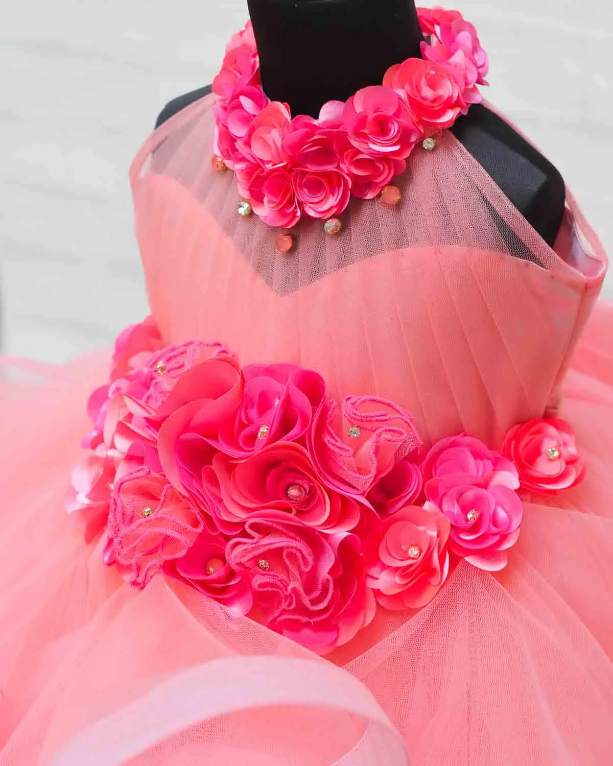 Pink Flower Girl Dresses Customized Floral Kids Princess Gown Birthday Party Gowns Quinceanera Litter Girl's Pageant Dress