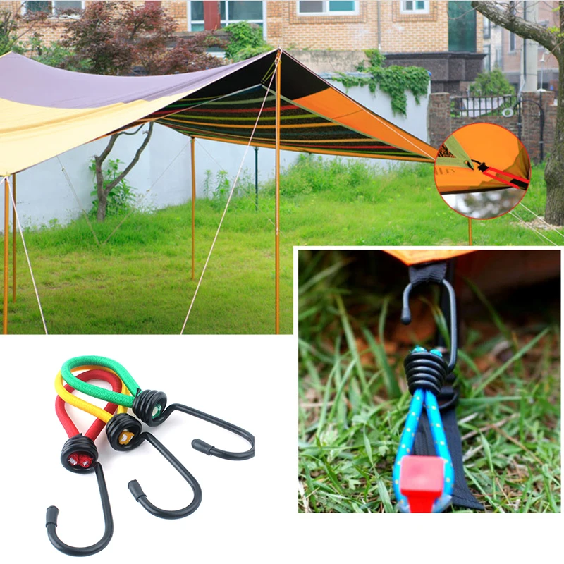 Willekeurige tent Elastisch touw Koordhaak Veelzijdig Outdoor Camping Luifel Tarp Tent Bevestigingssnoer String Karabijnhaak Accessoires