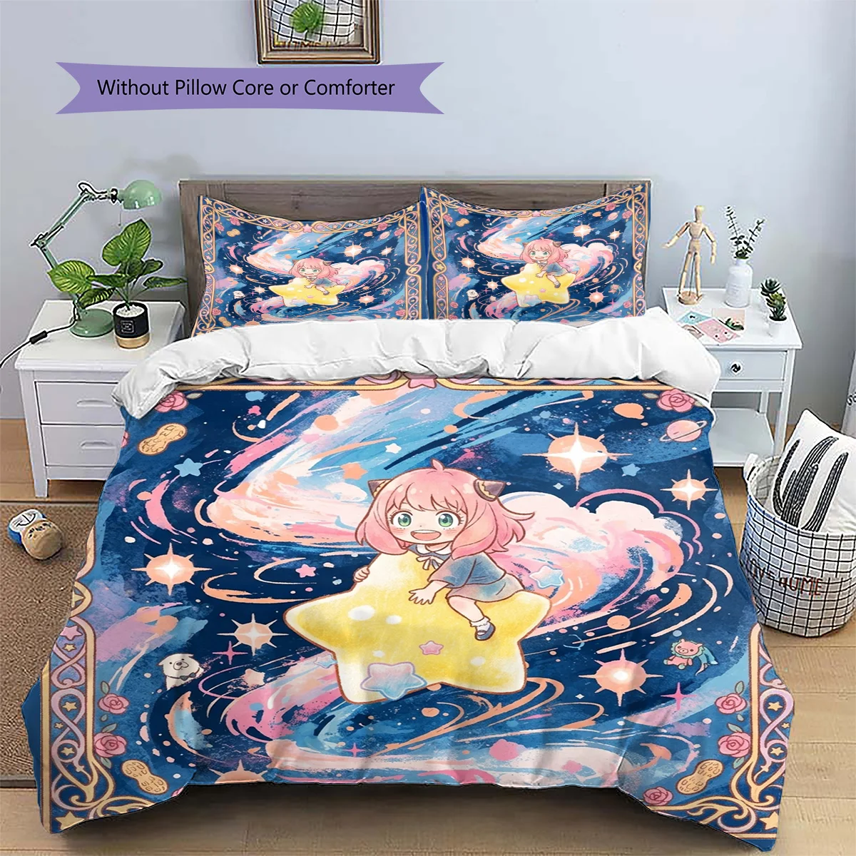 Anya Forger Patterned Pillowcase & Duvet Cover Set Anime Themed Home Bedding Bedroom Decoration for Anime Lovers.-TING