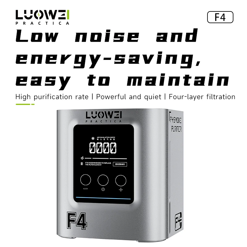 LUOWEI LW-F4 Desktop Soldering Fume Extractor Low Noise Energy Saving Digital Display for Welding Station Repair