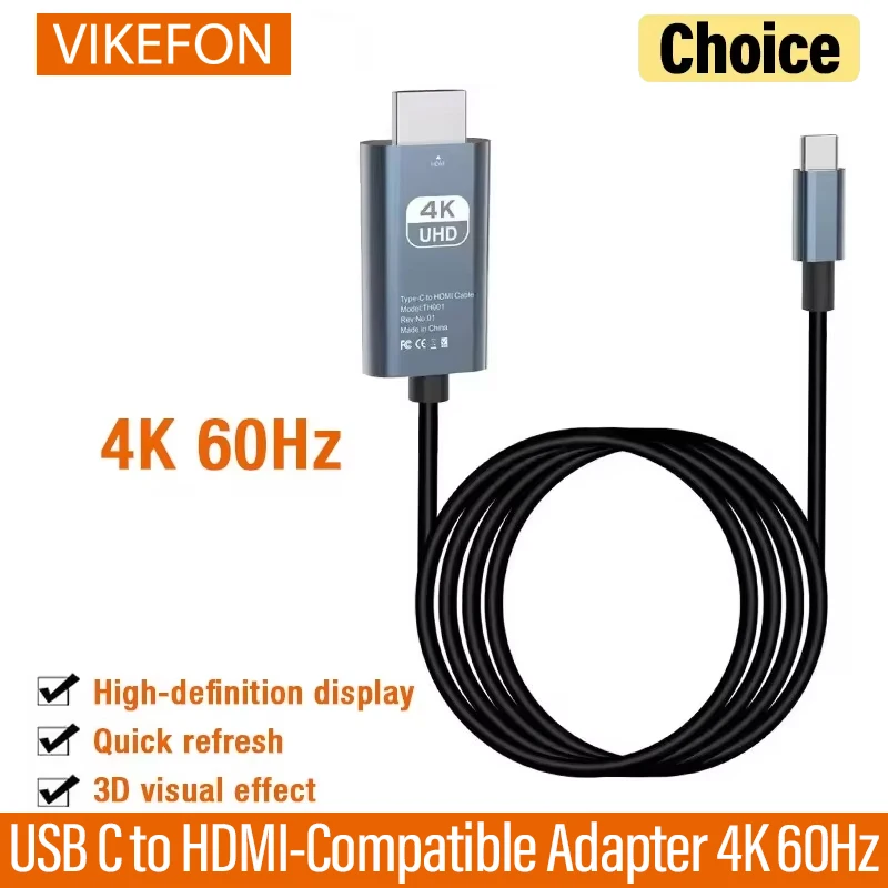 محول من النوع C إلى HDMI 4K 60 هرتز كابل من النوع C كابل محول HDTV لهاتف iPhone TV محول MacBook Air iPad Book Laptop