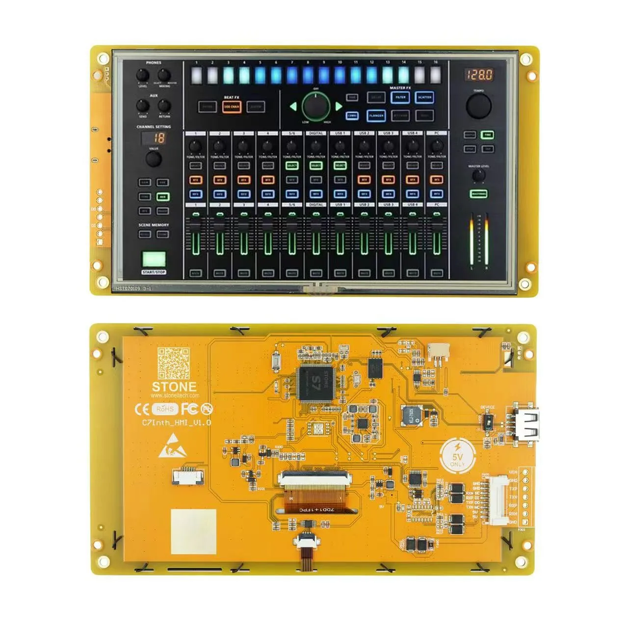 

7" HMI TFT LCD Display Module Cortex A8 CPU+LCD Driver+GUI Software+UART Port For Industrial Equipment