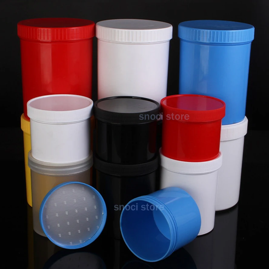250ml 500ml Empty Colorful Jar with Lid Plastic screw thread Bottle Liquid powder Container Refillable for labortory，2Pcs