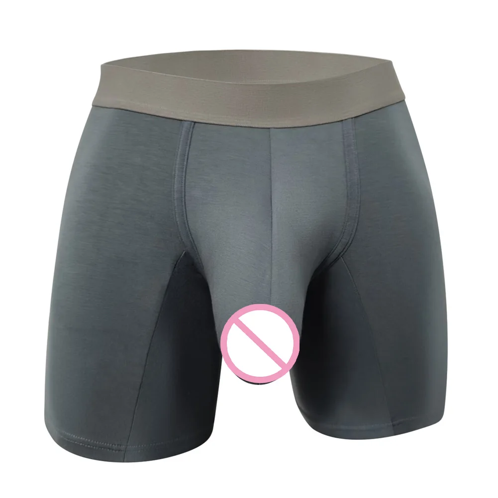 Comfortable Modal Boxers Boxers Sporty Men Trunks Long Leg Shorts 10 Percent Spandex Blend Solid Color Pattern