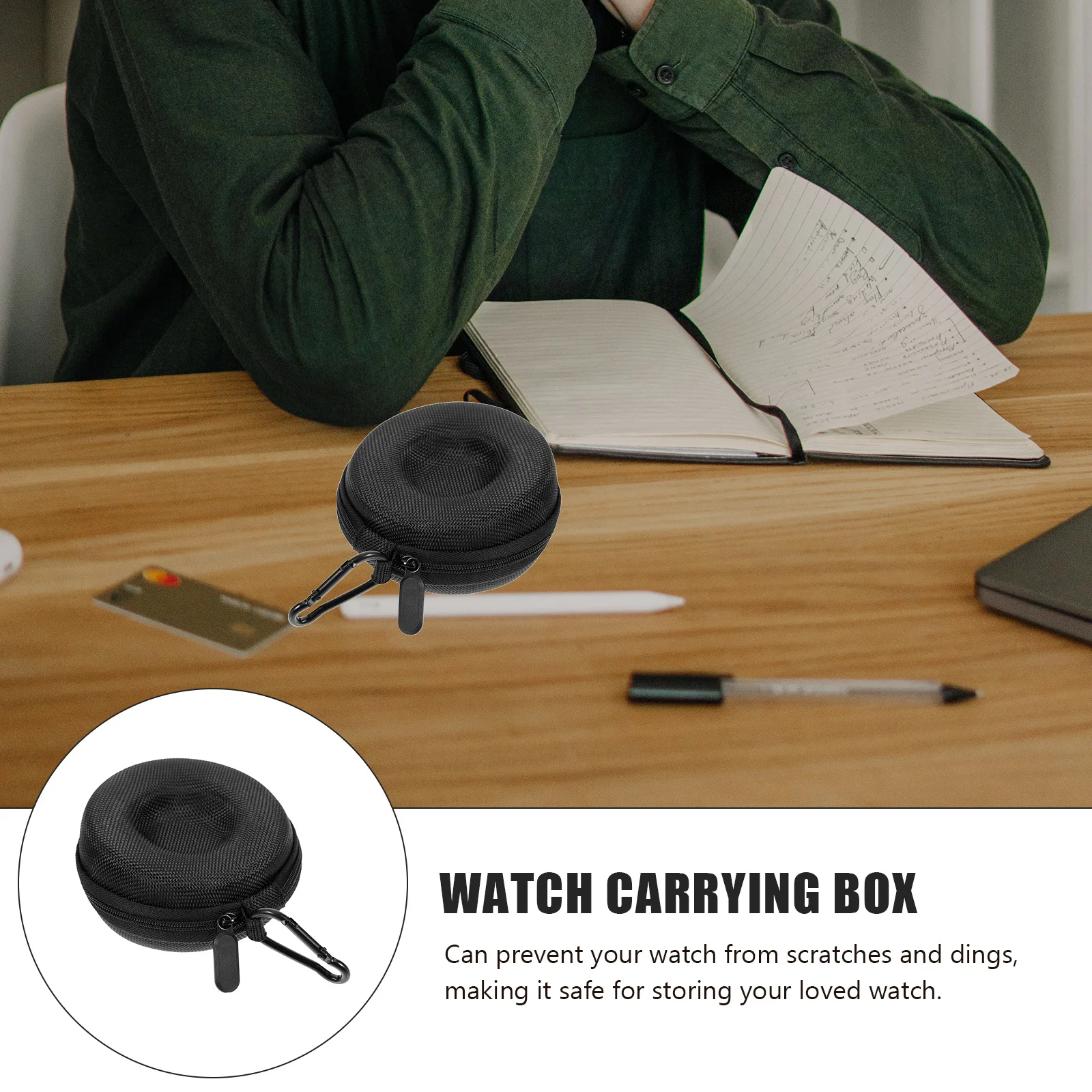 

2Pcs Watch Storage Box Eva Oxford Cloth Round Travel Case for Wristwatch Smartwatch Scratch Resistant Lightweight