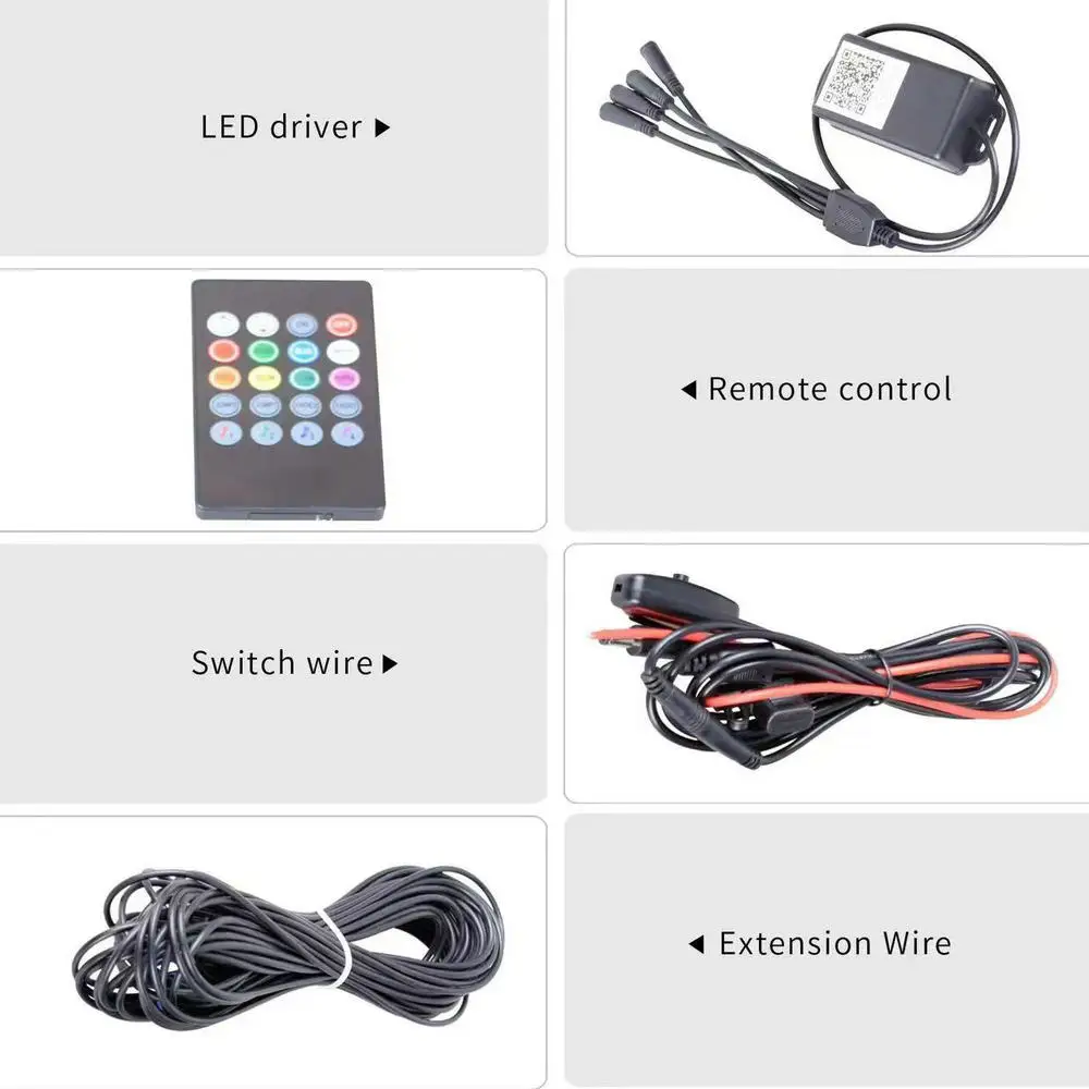 12V RGB Lights Car Chassis Undergolw Decorative Ambient Lamps LED Backlight Smart Decorative Atmosphere for Boat Jeep Off Road