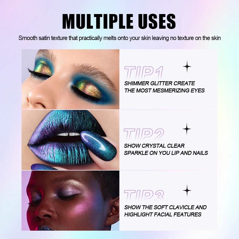 Metallic Eyeshadow Powder Pigment Aurora Multi Chrome Liquid Eye Shadow Stick High Light Chameleon Eyeshadow Makeup