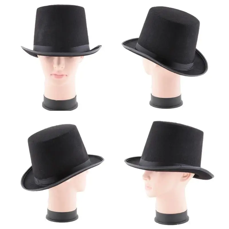 /HTF/Mad Hatter Hat Halloween Party Costume Felt Magician Hat Cap Cylinder Hat For Women Men Gentleman