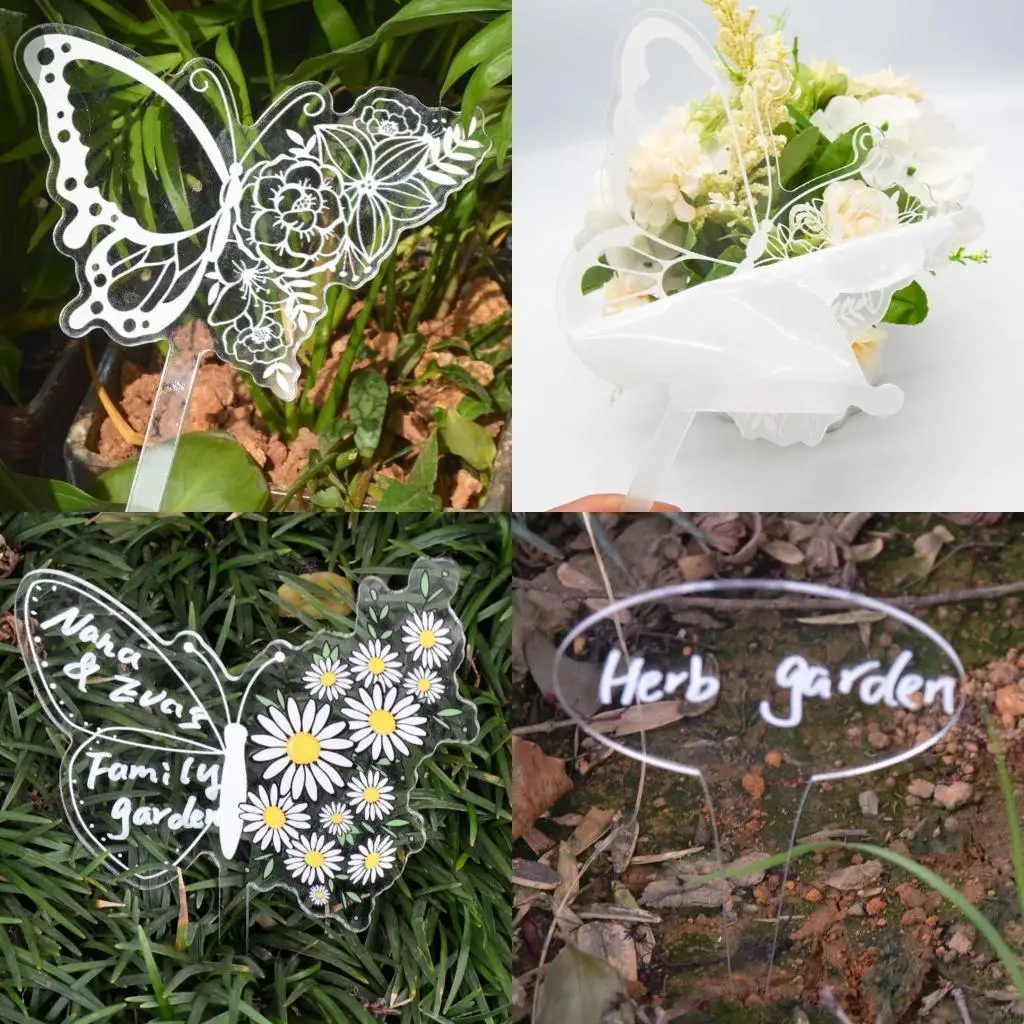 

6/12pcs Outdoor Plant Label Waterproof Acrylic Plant Markers Nursery Garden Marker for Herbs Flower Vegetable Decoration C5AD