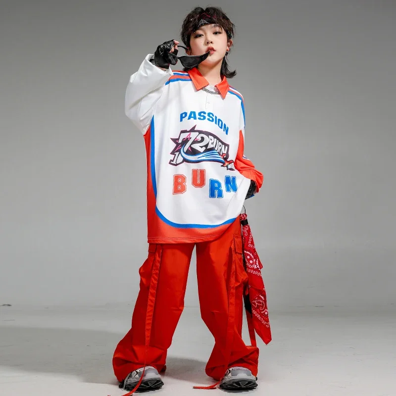 소년 힙합 패션 운동복 조깅 바지 소녀 느슨한 streetwear 아동 의류 세트 어린이 재즈 스트리트 댄스 k-pop 의상