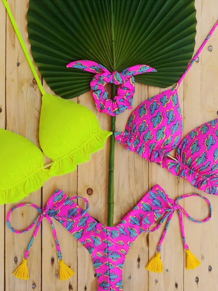 

Bandage Swimsuit Sexy Bikinis Swimwear Women 2025 Print Bikinis Set Summer Bathing Suit Triangle Beachwear Brazilian Biquinis
