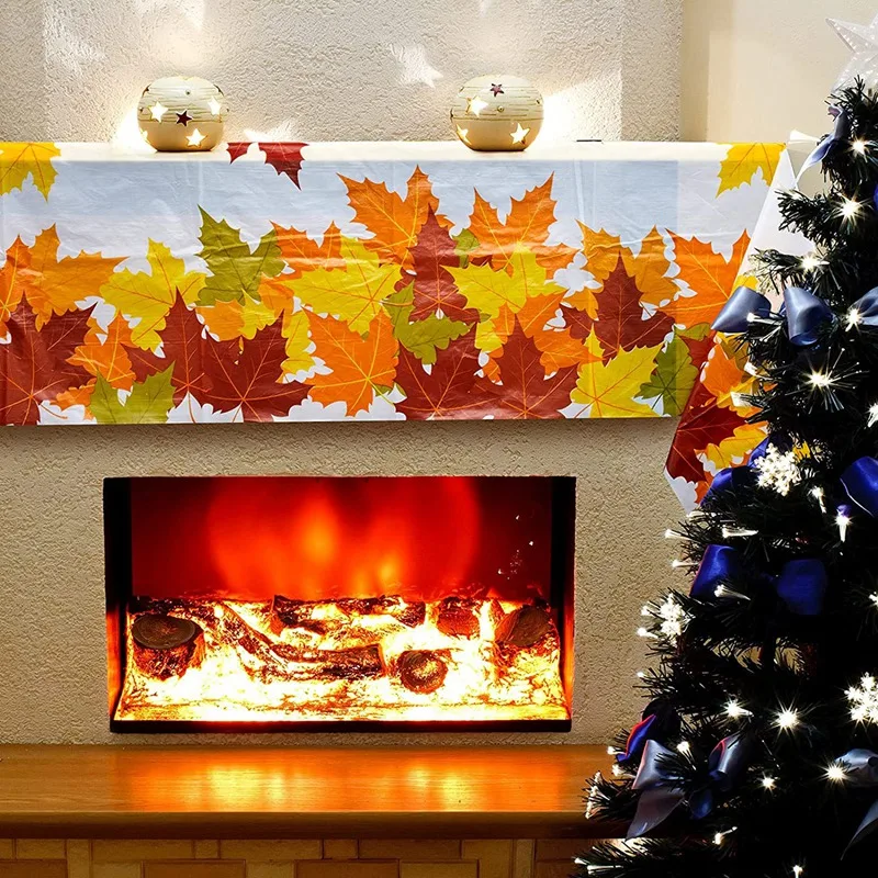 Thanksgiving Autumn Leaf Tablecloth Autumn Maple Leaf Tablecloth Waterproof Rectangular Plastic Tablecloth