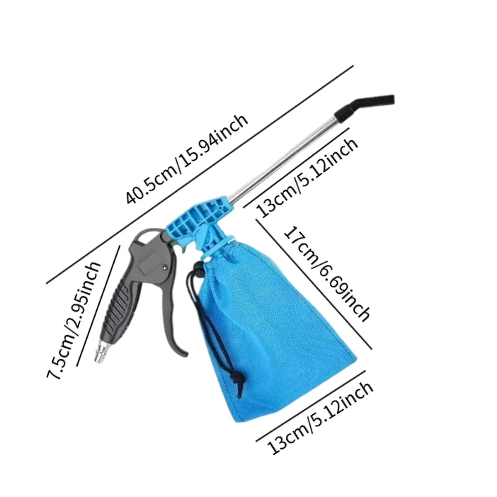 Air Blow Suction Cleaner with Vacuum Bag Lightweight Air Blowing 2 in 1 for Industrial Car Tight Space Household Workspace