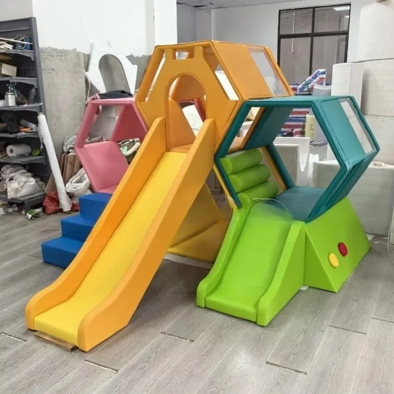 Kids Indoor Outdoor Playground Honeycomb With Slide Plastics Honeycomb Slide Soft Play Equipment