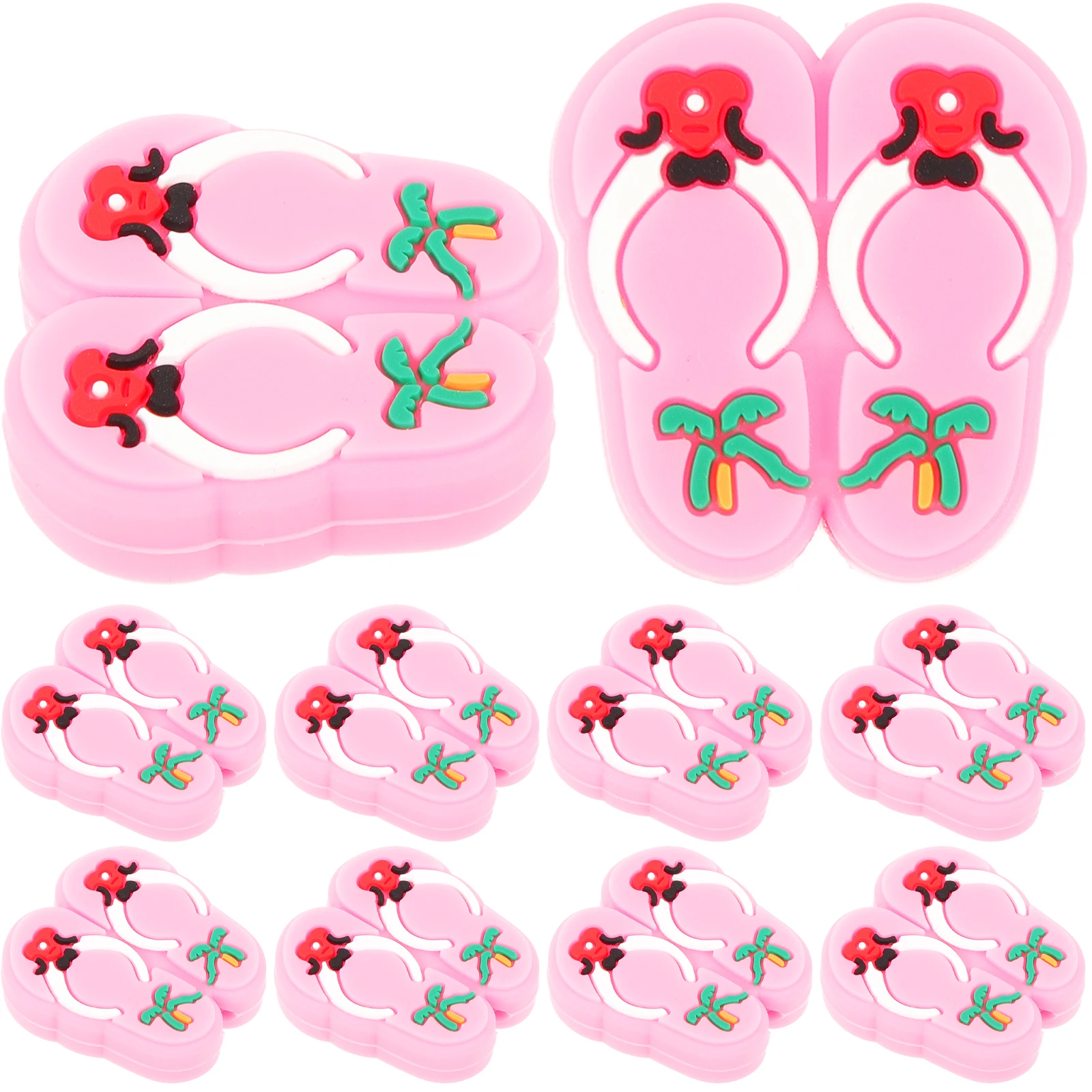 10 Pcs Pink Silicone Beads for DIY Jewelry Crafts Slipper Shaped Loose Beads Wear Resistant Smooth Unique Accessories