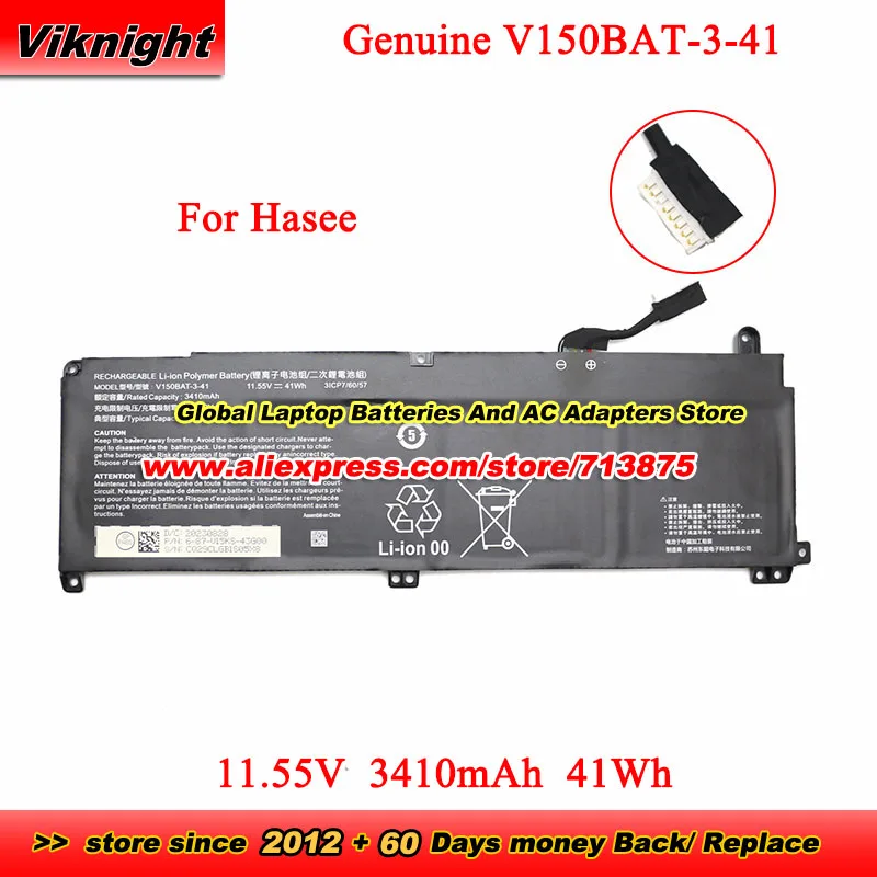 Genuine V150BAT-3-41 11.55V 3410mAh 41Wh V150BAT-4-53 15.4V 3410mAh 53.35Wh Battery for Hasee Z7 Z8 G8 Series Erazer Scout E20