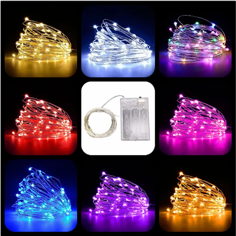 1/2/5/10M Fairy Light String Led Silver Wire String Light Battery Powered for Bedroom Garden Party Bedroom Wedding Decoration