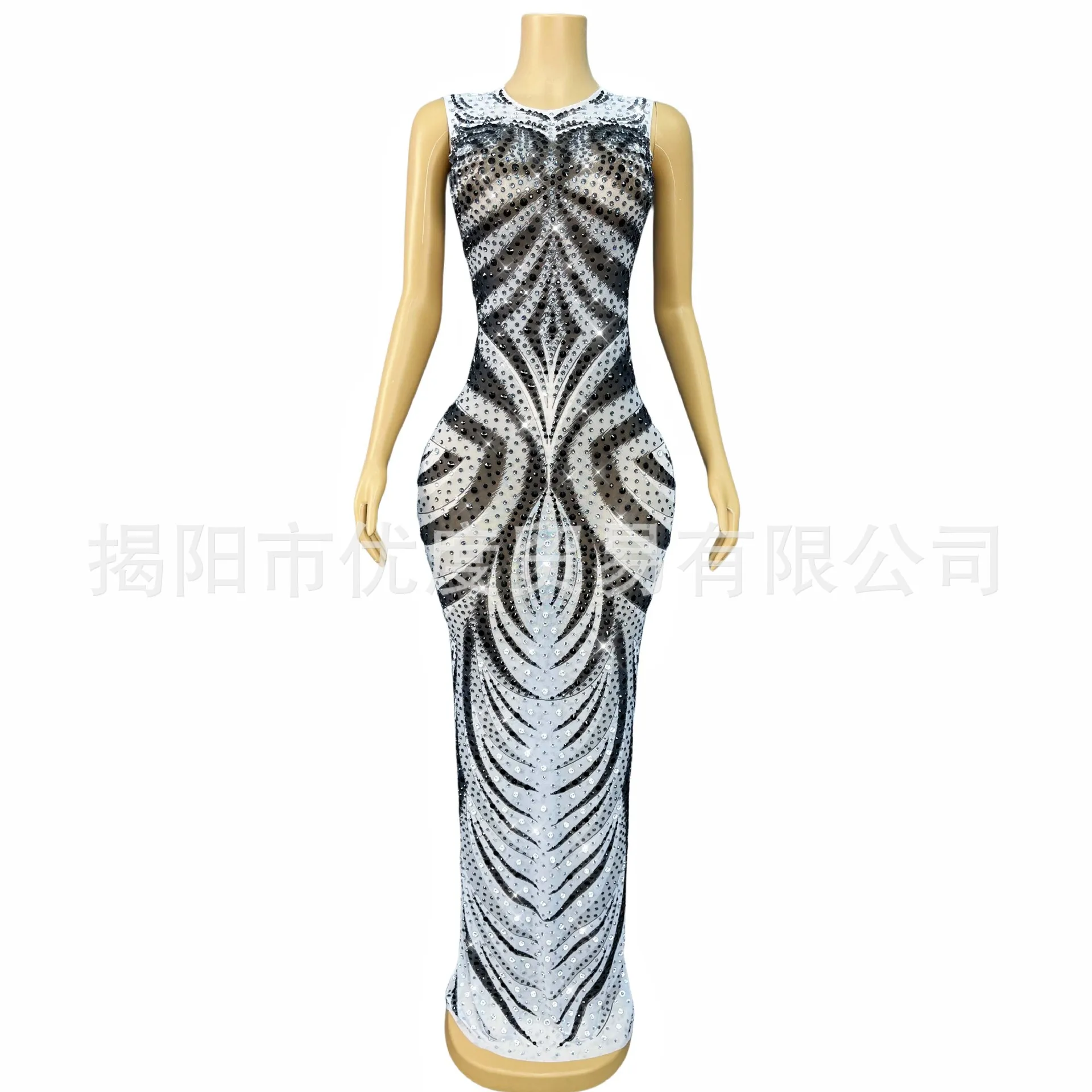 Tijger mesh strass jurk verjaardagsfeestje witte tijgerhuid vestidos para mujer elegantes vestidos de fiesta elegante Nakonador