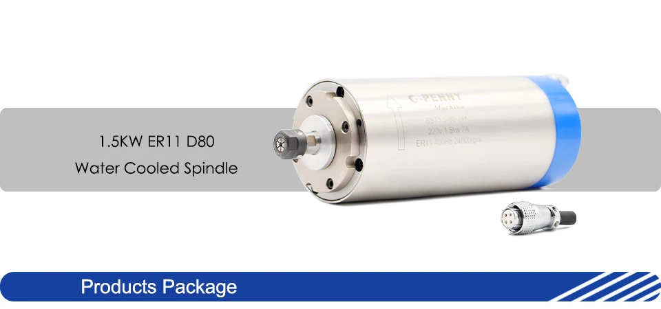 G-Penny 1,5 kW ER11 80 mm wassergekühlter Spindelmotor, 4 Lager, 24.000 U/min, 0,01 mm Genauigkeit, CNC-Holzbearbeitung, Fräsen, Gravieren – Detail 1