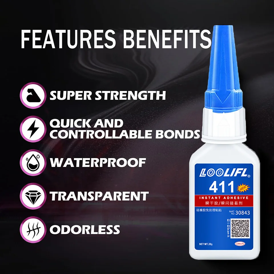 

411 Loctite — сверхмощный универсальный клей, мгновенное склеивание за 5 секунд, водостойкий, подходит для пластика, металлов, керамики, дерева и т.д.