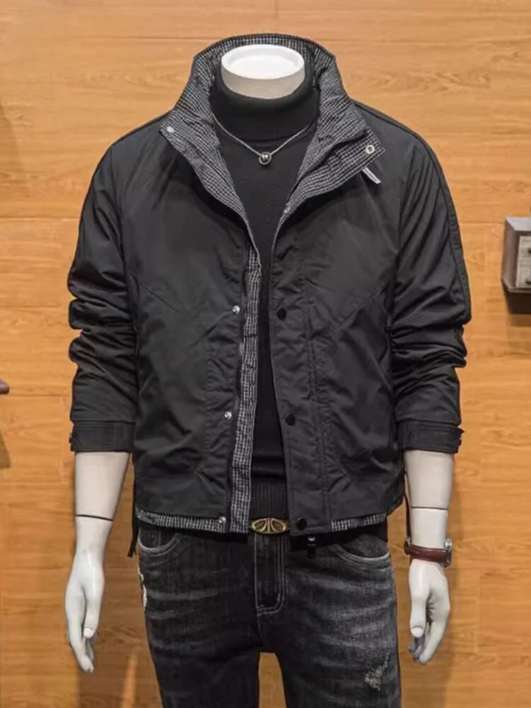 

High-End Casual Short Stand Collar Workwear Jacket Men's 2026 New Style Spring Breathable Polyester Business Gentleman