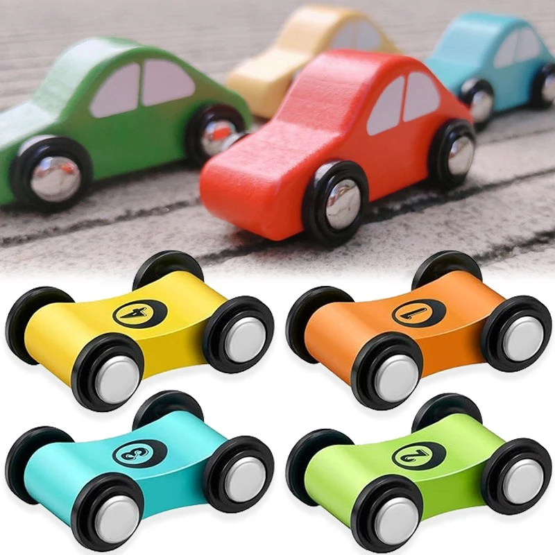 Children Wooden Gliding Car Toys Ramp Race Mini Slide Track Car Games Replacement Car Colorful Fun Model Vehicle Toys for Boys