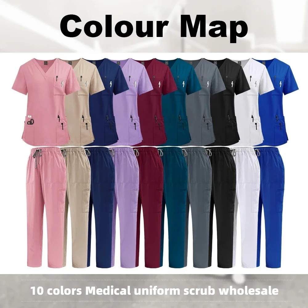 Großhandel Pflege Scrubs Set Anti-Falten Medizinische Chirurgische Anzüge Krankenhaus Scrub Top Arzt Krankenschwester Spezielle Scrub Uniform Männer Frauen