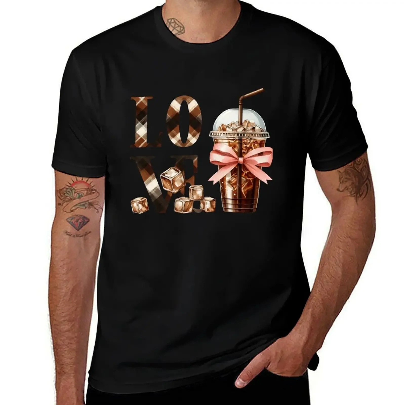 

love iced coffee T-Shirt graphic t shirt vintage anime t shirts T-shirts oversize mens fashion