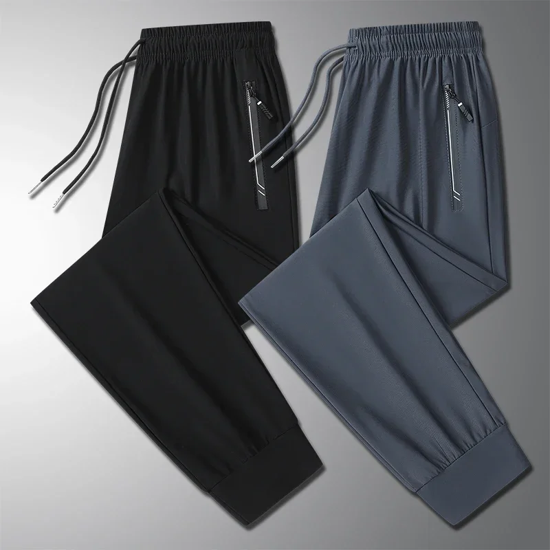 

2025 Ice Silk Pants for Men's Summer Thin Style Sports Quick Dried Straight Leg Draping Wide Leg Pants Casual Long Pants for Men