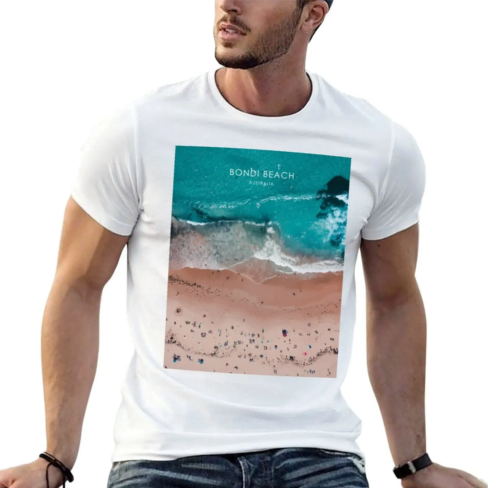 Мужские футболки для рубашек Сиднейский графический Bondi t Beach, футболка Artwork Travel футболка