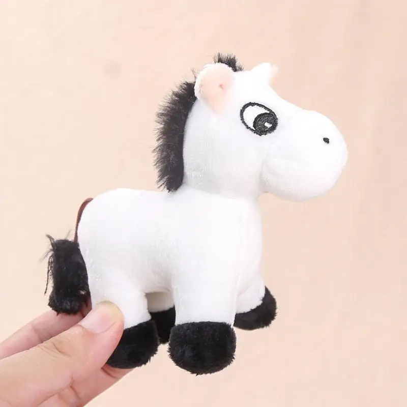 1Pcs Cartoon Pony Anhänger Stofftier Pferd Plüsch Spielzeug Schlüssel Ring Rucksack Ornamente Hängende Dekoration
