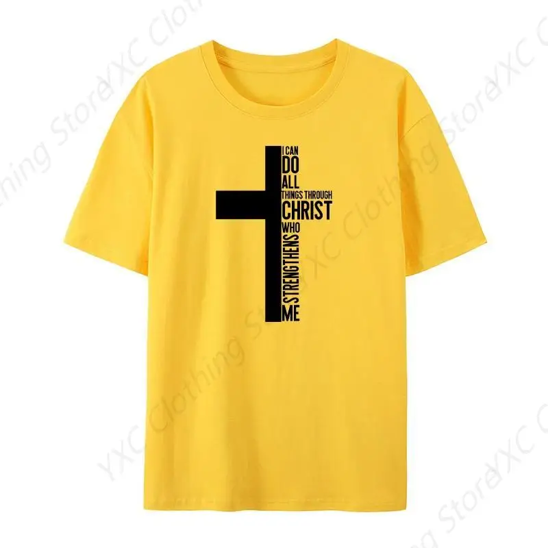 

Cross Letter Print Men's T-shirt- Short Sleeve Crew Neck Soft Fitted Tees S - 6XL Fresh Classic Basic Tshirts