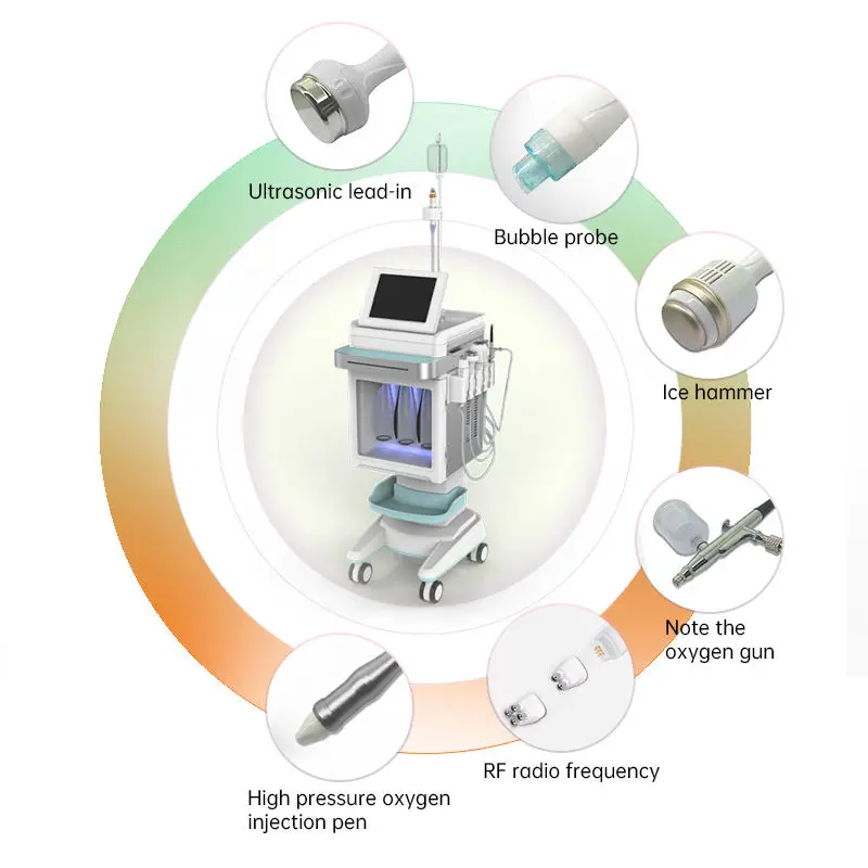 เครื่องกำจัดริ้วรอยบนใบหน้าแบบ6 in 1เครื่องพ่นออกซิเจนให้ผิวหน้าเครื่องผิวหน้าด้วยน้ำ