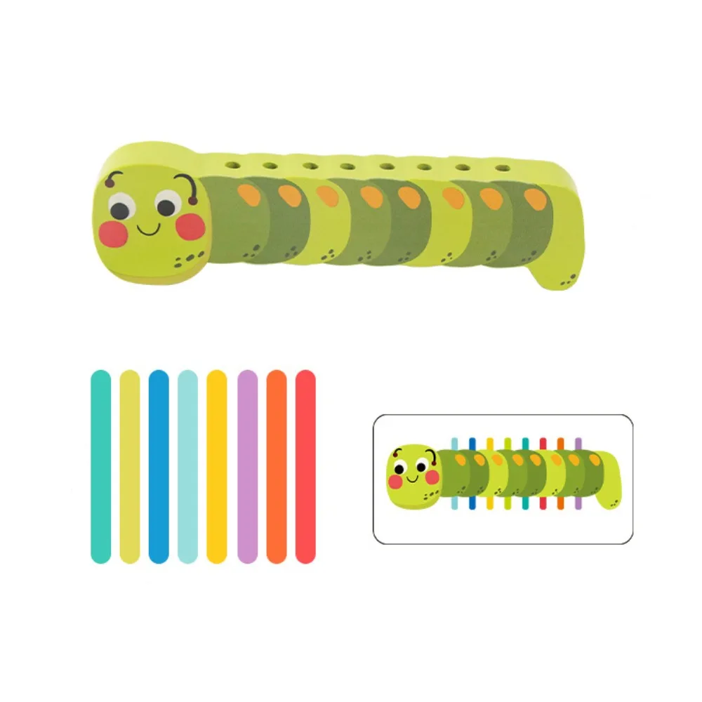 

Wooden Caterpillar Color Matching Toy Early Learning Puzzle Caterpillar Shape Sorting Toy Durable Montessori