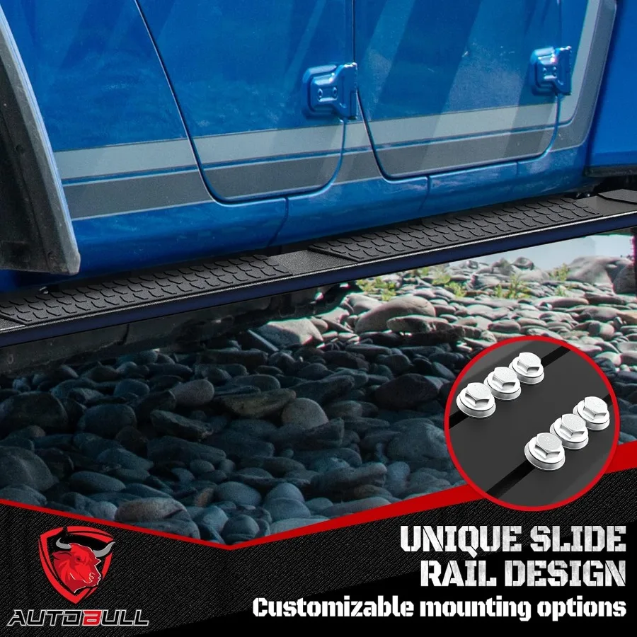 لوحات تشغيل 6 بوصات خطوات جانبية متوافقة مع 2005-2023 Toyota Tacoma Double Cab Crew Cab 4 أبواب كاملة الحجم باللون الأسود