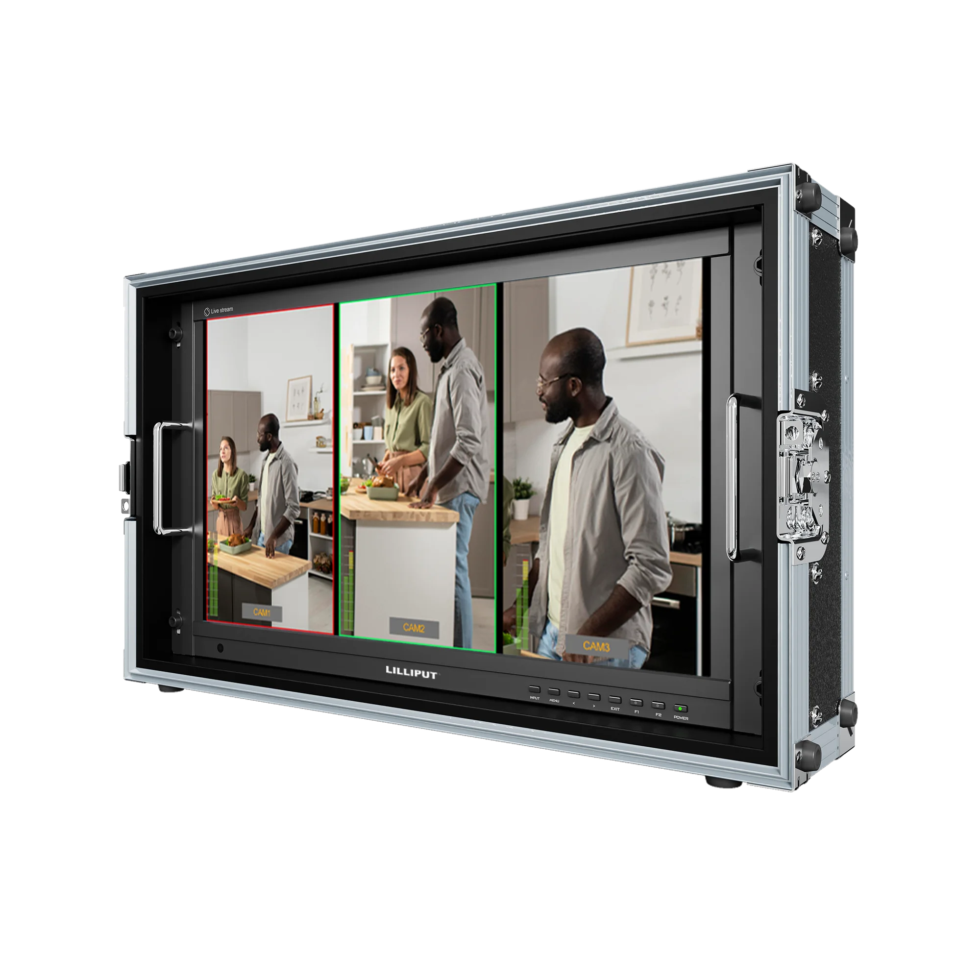 

Lilliput 21.5 Inch Triple Portrait Camera Field Monitor Dual 3G-SDI Dual for HDMI Input Quad Split Multiview Short Video Monitor