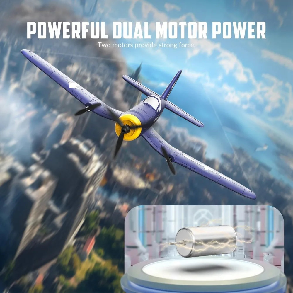Beginnersvriendelijk 2,4 GHz 3-kanaals RC-vliegtuig met gyro voor buitenvluchten op de Tweede Wereldoorlog, met Xpilot-technologie